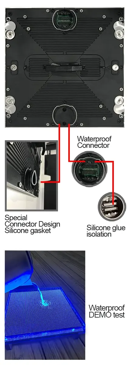 ARECH outdoor LED display undergoing a waterproof test