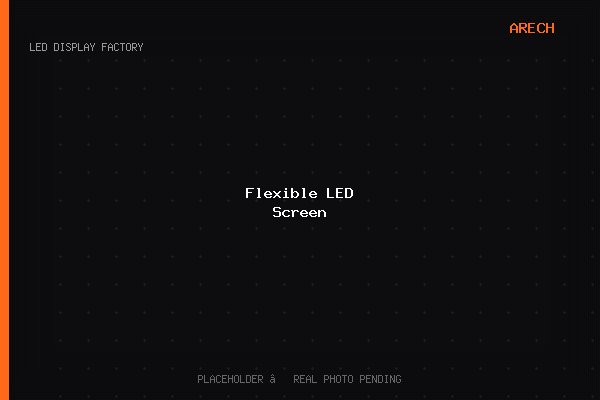 ARECH flexible LED screen — curved module wrapping a sculptural column (placeholder photo)